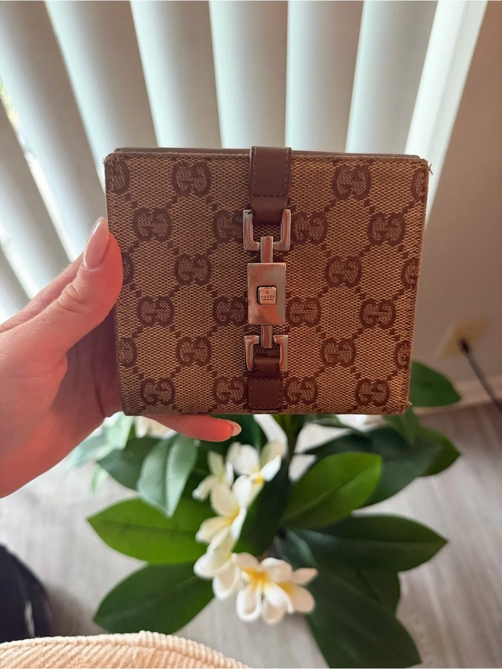 Gucci Brown Monogram Wallet with Silver Hardware
